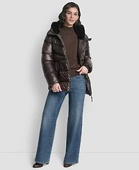 Dkny Women's Shine Hooded Puffer Coat