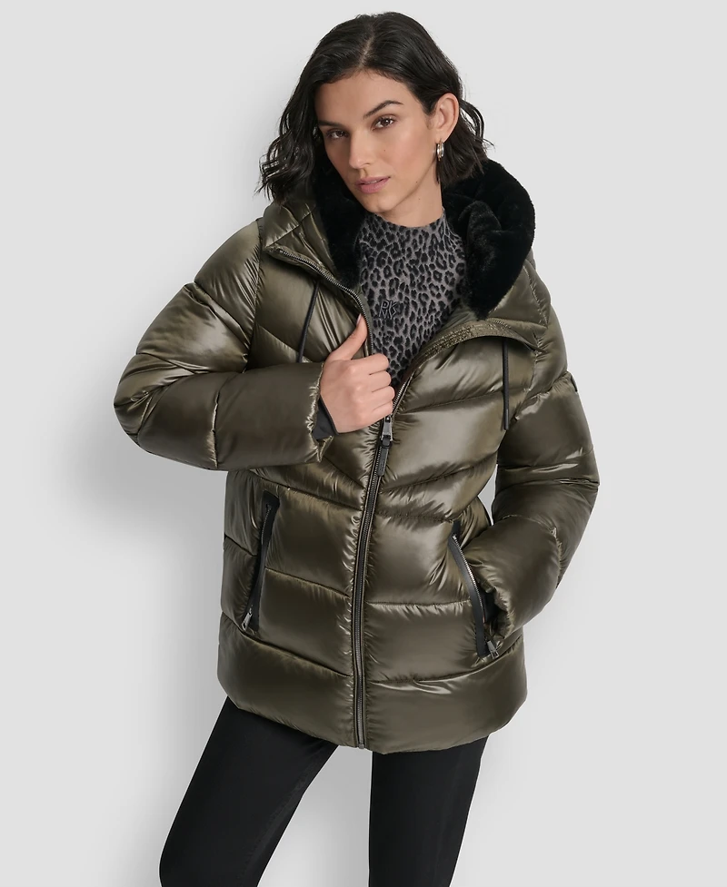Dkny Women's Shine Hooded Puffer Coat