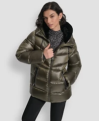 Dkny Women's Shine Hooded Puffer Coat
