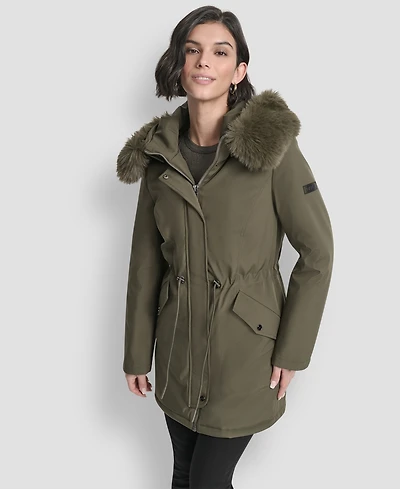 Dkny Women's Trim Hooded Anorak Puffer Coat