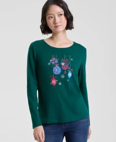 Holiday Lane Womens Ornaments Long Sleeve Top S 4x Macys Exclusive