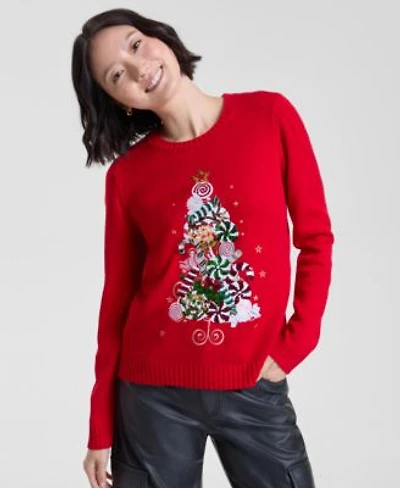 Holiday Lane Womens Candy Tree Graphic Sweater Pxs 4x Macys Exclusive