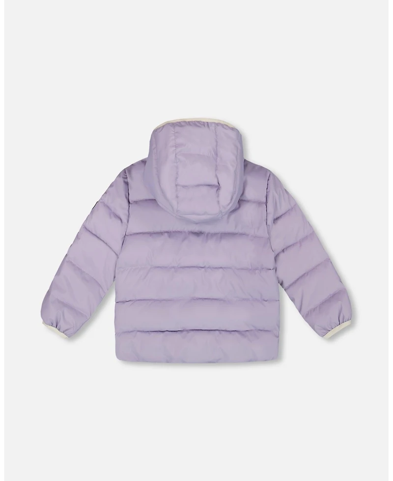 Deux par Little Girls Compressible Winter Puffy Coat Designed for Car Seat Purple Gray - Toddler|Child