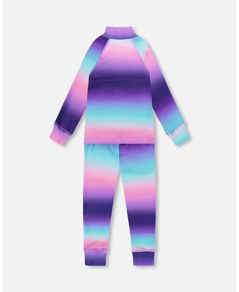 Deux par Toddler Girls Two-Piece Thermal Underwear Set Purple Gradient - Toddler|Child