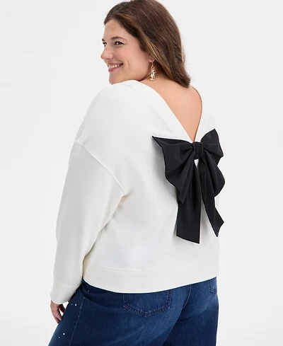 On 34th Trendy Plus Oversized-Bow Embellished Sweater, Macy's Exclusive