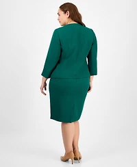 Le Suit Plus Button-Front Jacket & Pencil Skirt Set