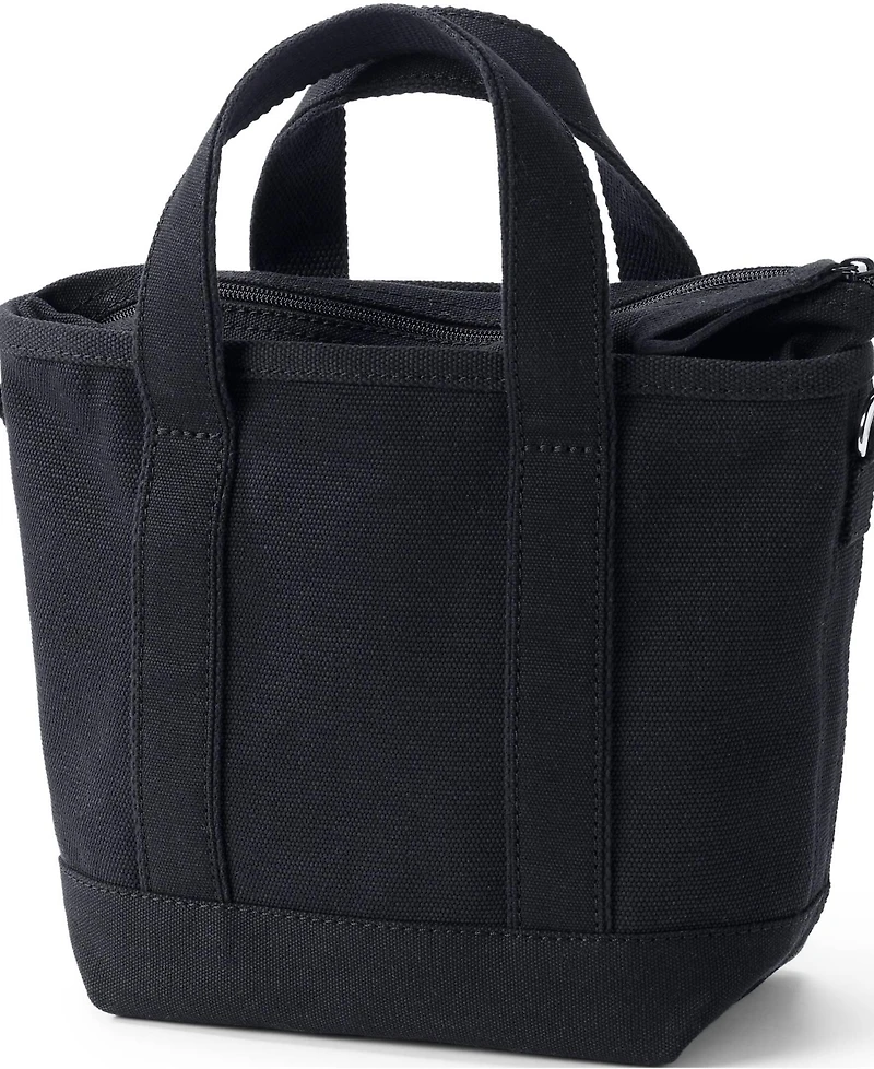 Lands' End Solid Color Pocket Zip Top Canvas Tote Bag