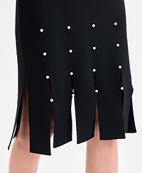 Vince Camuto Carwash Midi Dress With Pearl Trim