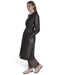 Calvin Klein Women's Belted Faux-Leather Trench Coat