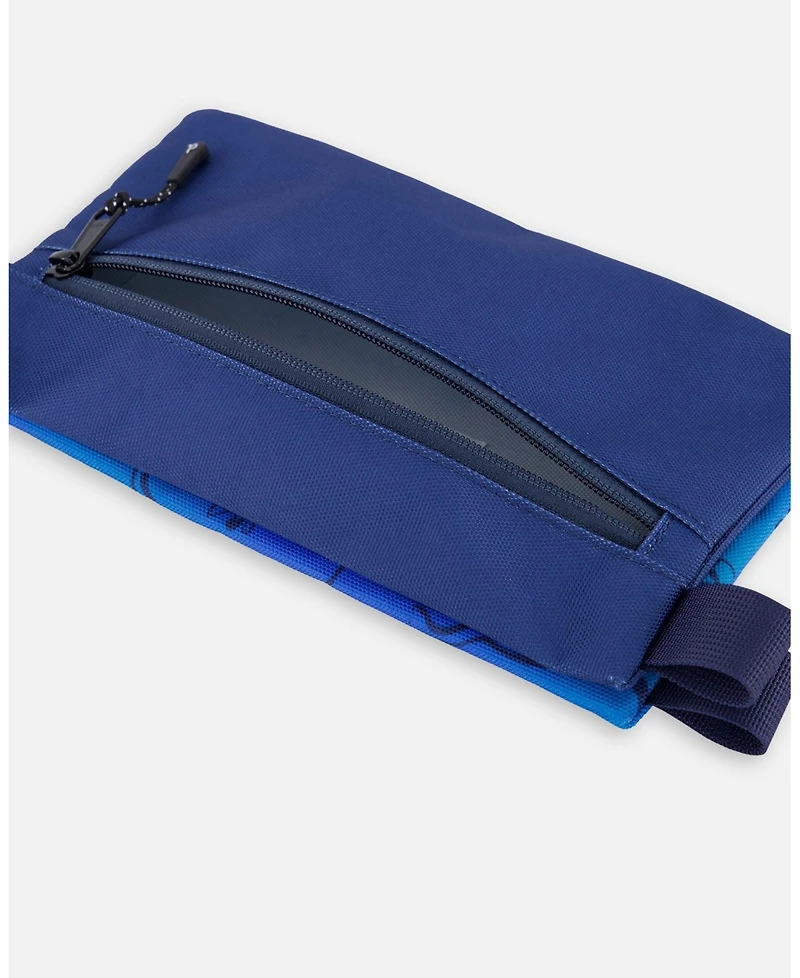 Deux par Deux Boy Double Pencil Case Blue Gradient Dinosaur Print - Toddler|Child