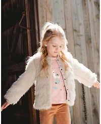 Deux par Big Girls Cotton T-Shirt Dusty Pink with Llama