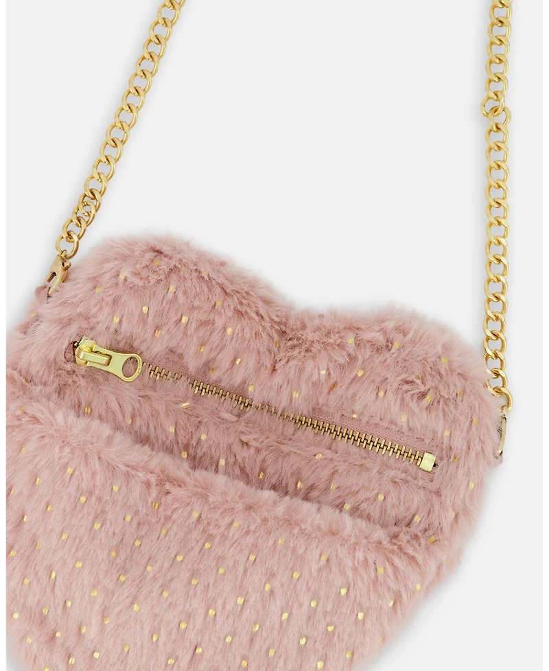 Deux par Deux Girl Fake Fur Shoulder Bag Dusty Pink - Toddler|Child