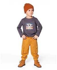 Deux par Boy Long Sleeve Cotton Jersey Tee Dark Gray - Child