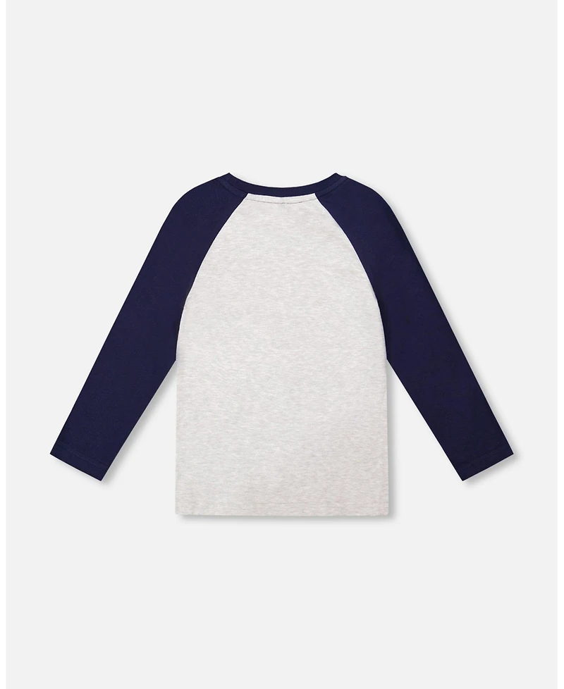 Deux par Deux Little Boys Cotton Raglan Sleeve Tee Shirt Light Heather Grey - Toddler|Child