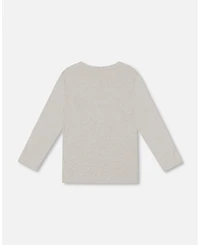 Deux par Toddler Boys Cotton Jersey Pocket T-Shirt Heather Beige Gray - Toddler|Child