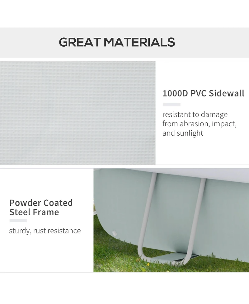 Outsunny Above Ground Swimming Pool, Semi-Inflatable Frame Pool,