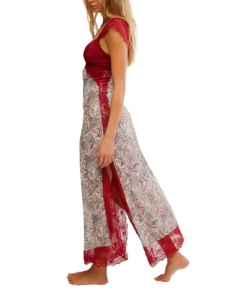 Free People Women's Suddenly Fine Floral Mesh & Lace Nightgown