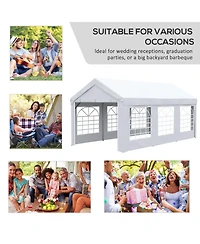 Outsunny 10ft x 20ft Party Tent & Carport, Portable Garage with Sidewalls