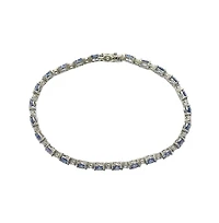 Suzy Levian Sterling Silver Oval-Cut Sapphire & Created White Tennis Bracelet