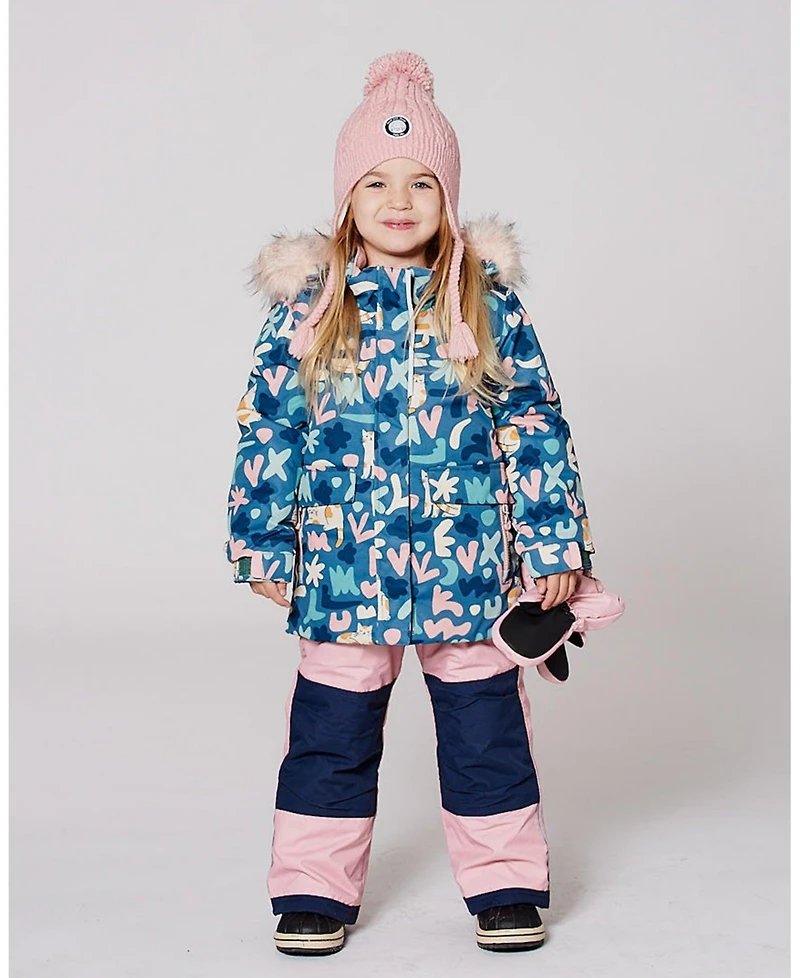 Deux par Girl Two-Piece Discover Snowsuit with Printed Jacket Dusty Pink - Toddler|Child