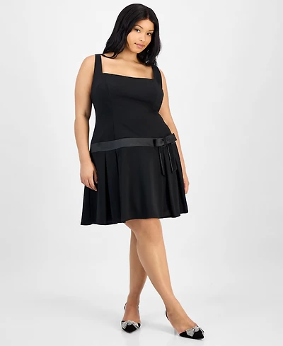 B Darlin Trendy Plus Drop-Waist Bow Mini Dress