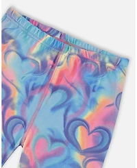 Deux par Girl Cotton Two-Piece Pajamas Rainbow Heart Print