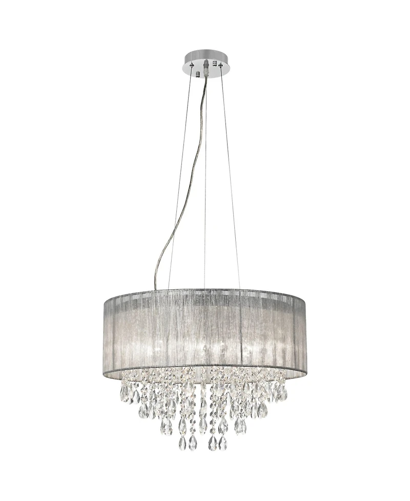 Possini Euro Design Jolie Chrome Chandelier Lighting 20" Wide Modern Crystal Silver Fabric Shade 7-Light Fixture for Dining Room House Kitchen Is