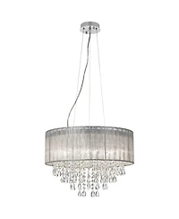 Possini Euro Design Jolie Chrome Chandelier Lighting 20" Wide Modern Crystal Silver Fabric Shade 7-Light Fixture for Dining Room House Kitchen Is