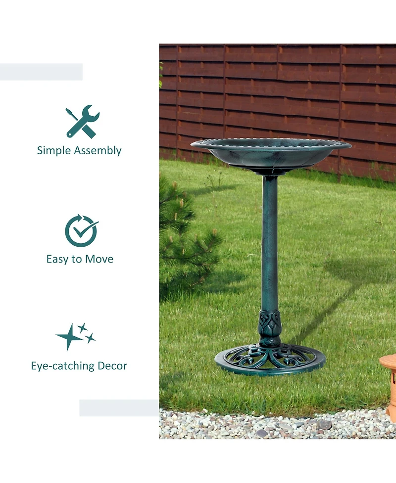 Outsunny 28" Outdoor Bird Bath Fountain Backyard Feeder Sd Ornaments