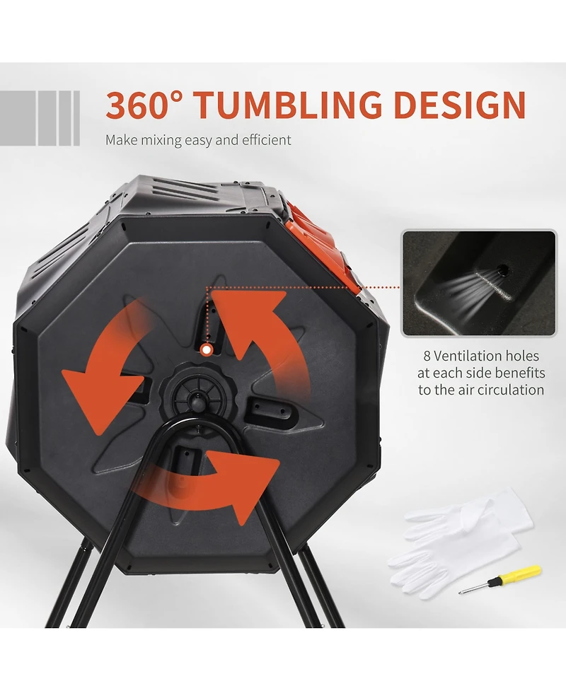 Outsunny Tumbling Compost Bin Outdoor 360°,