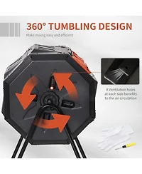 Outsunny Tumbling Compost Bin Outdoor 360°,