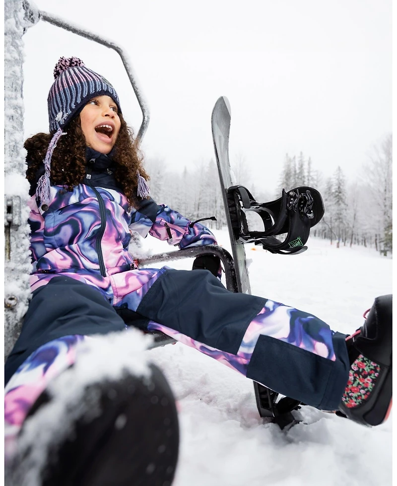 Deux par Girl One-Piece Teknik Snowsuit Pink and Blue Marble - Child