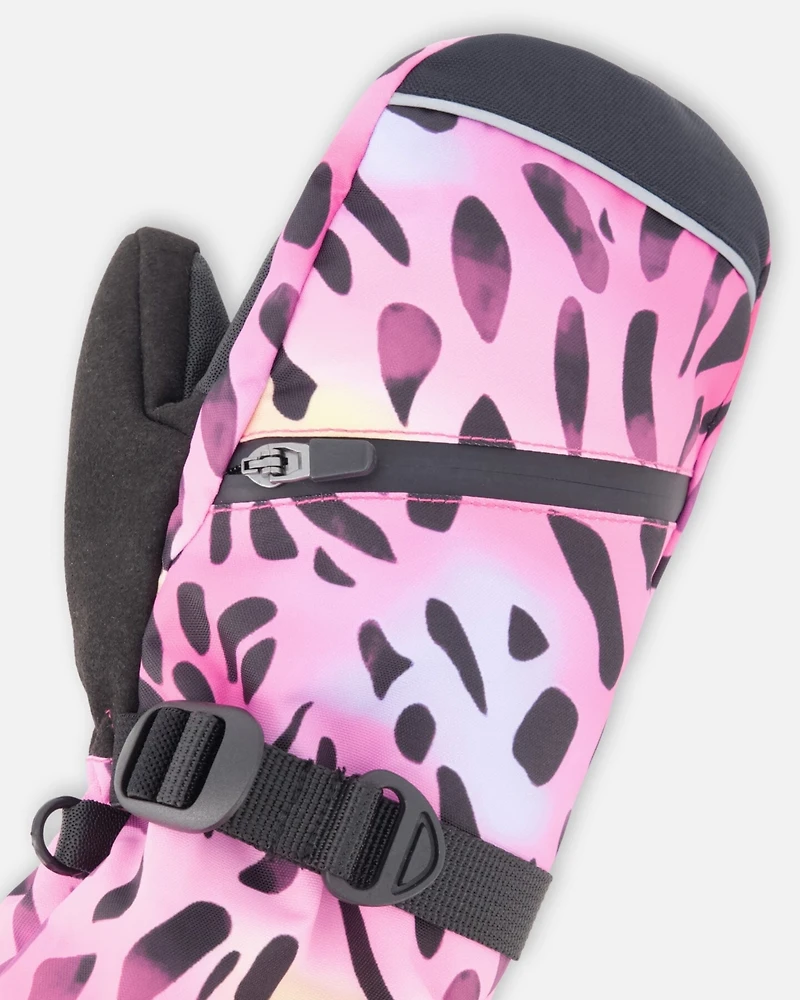 Deux par Girl Winter Mittens Teknik Multicolor Leopard and Zebra