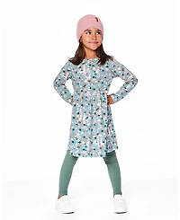 Deux par Toddler Girls Half Button Cotton Dress Blue Llama Print - Toddler|Child