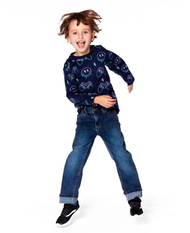 Deux par Toddler Boys Stretch Jeans Dark Blue with Rolled Cuffs - Toddler|Child