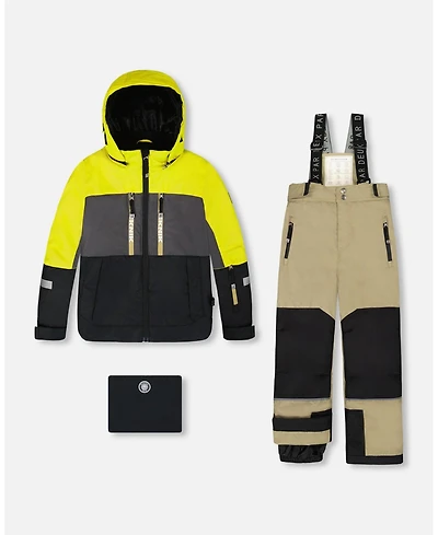 Deux par Boy Two-Piece Teknik Snowsuit Colorblocked Light Khaki Green - Toddler|Child