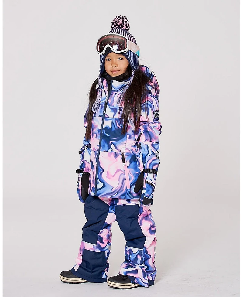 Deux par Girl Two-Piece Teknik Snowsuit Pink and Blue Marble