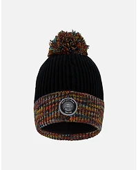 Deux par Boy Lined Knit Winter Hat with Pompom Black and Multicolor - Toddler|Child