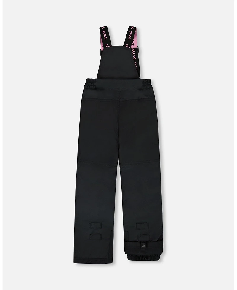 Deux par Girl Two-Piece Play Snowsuit with Multicolor Print Jacket and Solid Pant Black - Child
