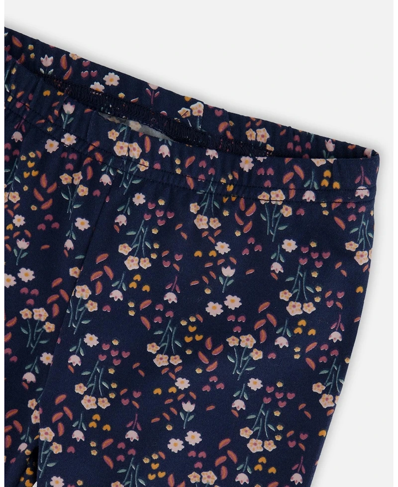 Deux par Girl Jersey Leggings Navy Floral - Child