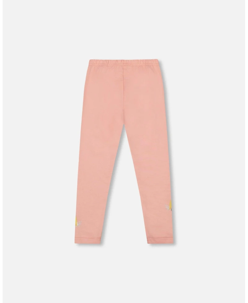 Deux par Girl Cotton Leggings Dusty Pink with Unicorn Print
