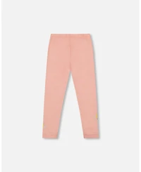 Deux par Girl Cotton Leggings Dusty Pink with Unicorn Print