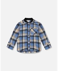 Deux par Boy Long Sleeve Brushed Plaid Button Down Shirt Avec Rib Collar