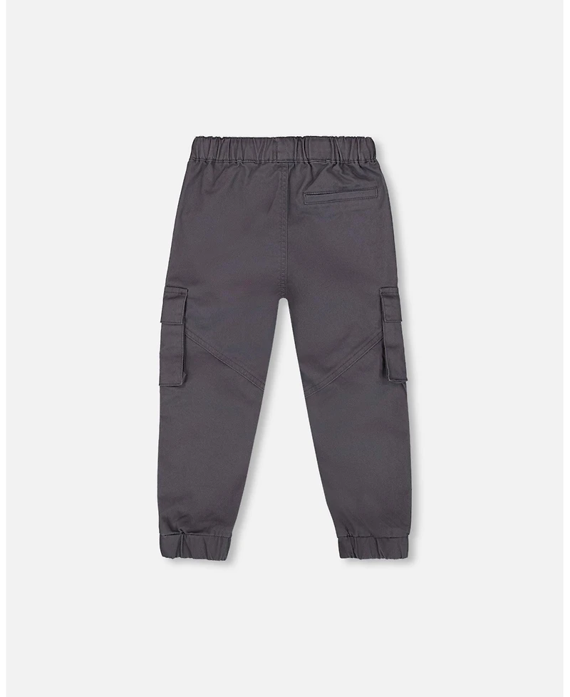 Deux par Boy Twill Jogger Cargo Pants Dark Gray