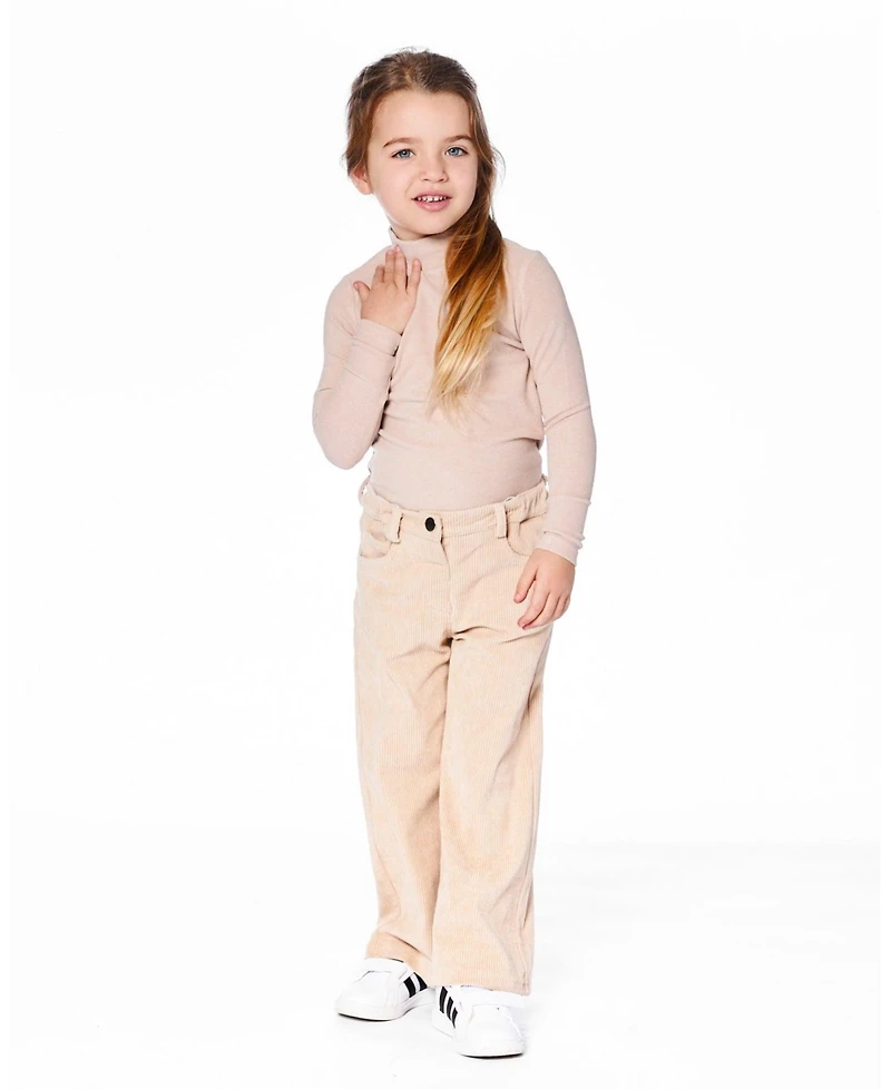 Deux par Little Girls Wide Leg Corduroy Pants Beige - Toddler|Child