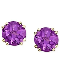 Semi Precious Gemstone Round Stud Earrings In 14k White Yellow Gold