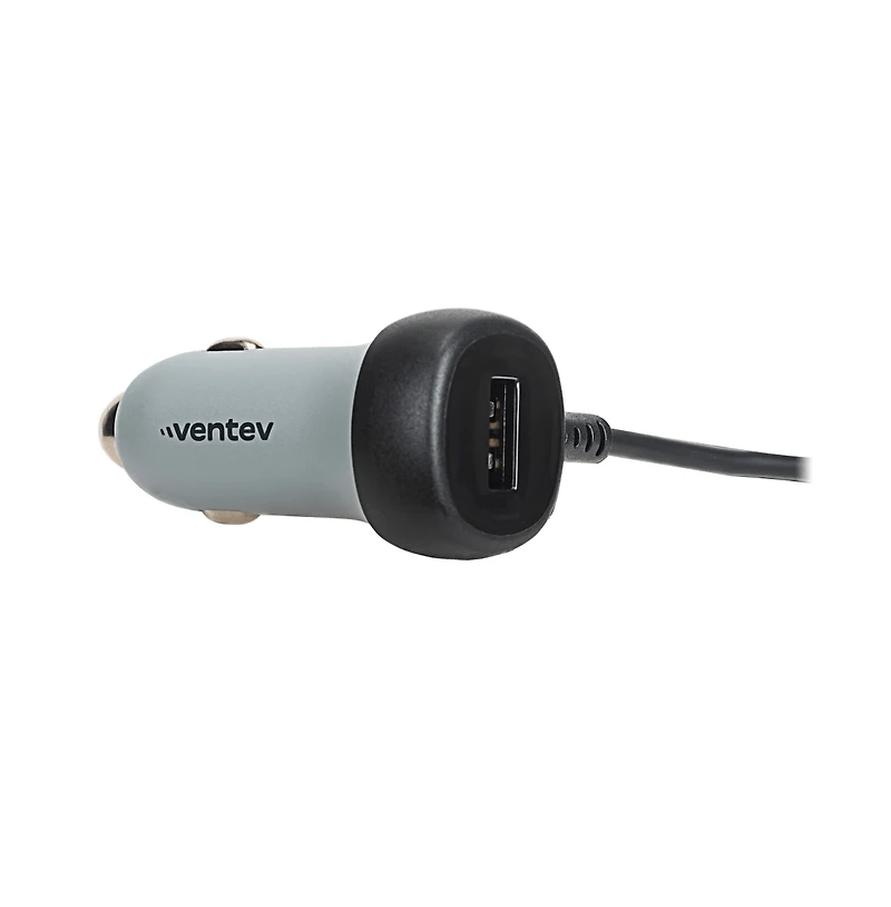 Ventev 27W Ultrafast Dual Car Charger with Apple Lightning Connected Travel Cable-Gray