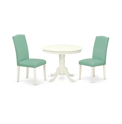 East West Furniture Dining Room Set Linen White