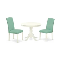 East West Furniture Dining Room Set Linen White