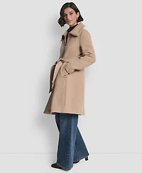Dkny Petite Belted Zip Front Coat